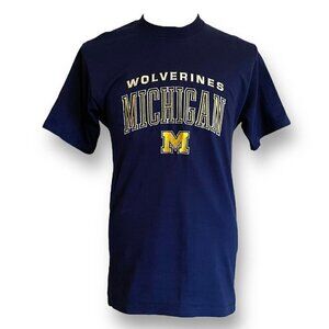 Vintage 1990s Pro Player Michigan Wolverines Tshirt Mens M Navy Blue Embroidered